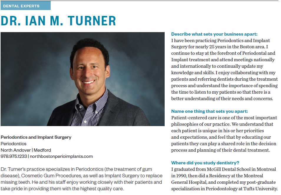 Periodontist Ian M. Turner, DDS featured in Boston Mag
